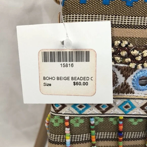 Boho Beaded Fold Over Hand Bag - Picture 3 of 10